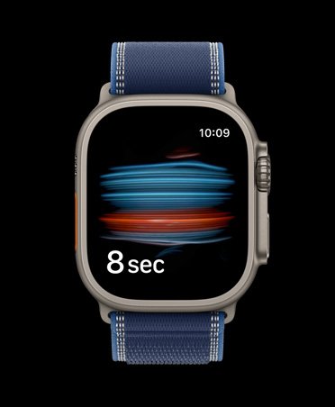 Apple Watch Ultra 3, titanium case, natural color, blood oxygen test in the Health app, Trail Loop, blue/bright blue color